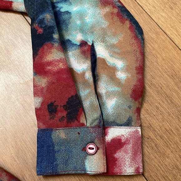 W118 Walter Baker Multicolor Abstract Print Shirt Dress S longsleeve tie dye - Picture 9 of 11